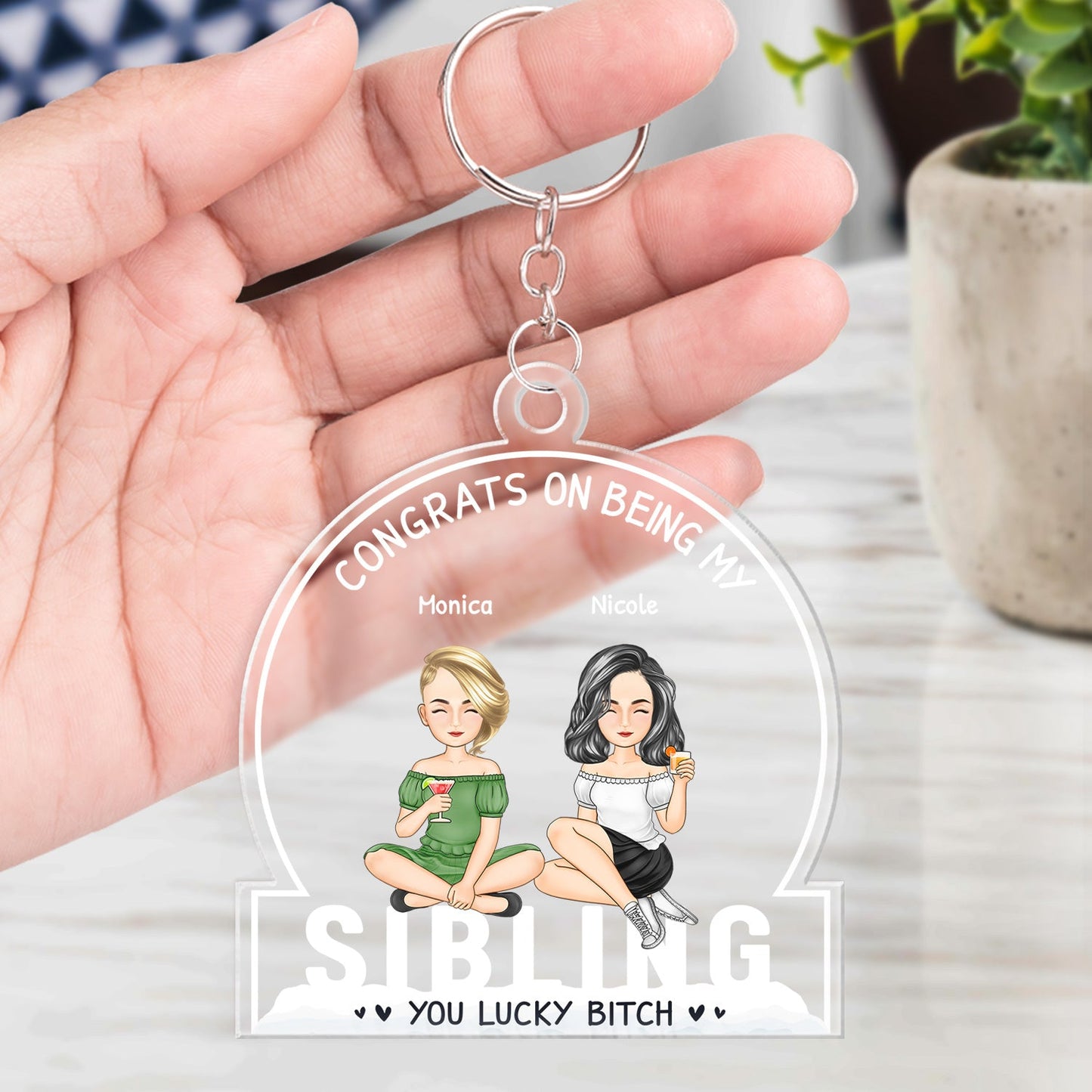 Cartoon Congrats On Being My Bestie - Gift For Bestie - Personalized Acrylic Keychain