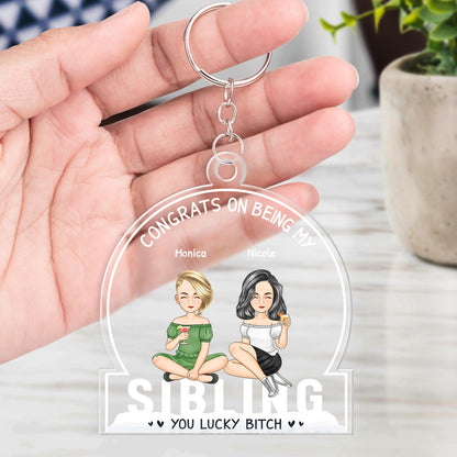 Cartoon Congrats On Being My Bestie - Gift For Bestie - Personalized Acrylic Keychain