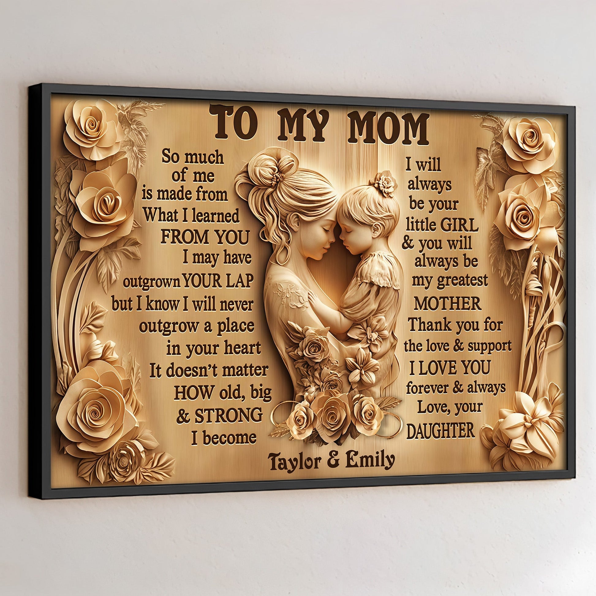 Mother and Daughter Bond With Flowers - Personalized Custom Poster / Canvas To My Mom