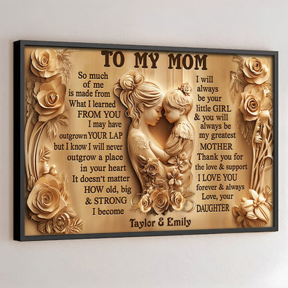 Mother and Daughter Bond With Flowers - Personalized Custom Poster / Canvas To My Mom