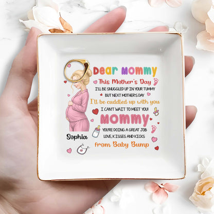 Dear Mommy From Baby Bump -Personalized Custom Jewelry Dish