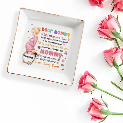 Dear Mommy From Baby Bump -Personalized Custom Jewelry Dish