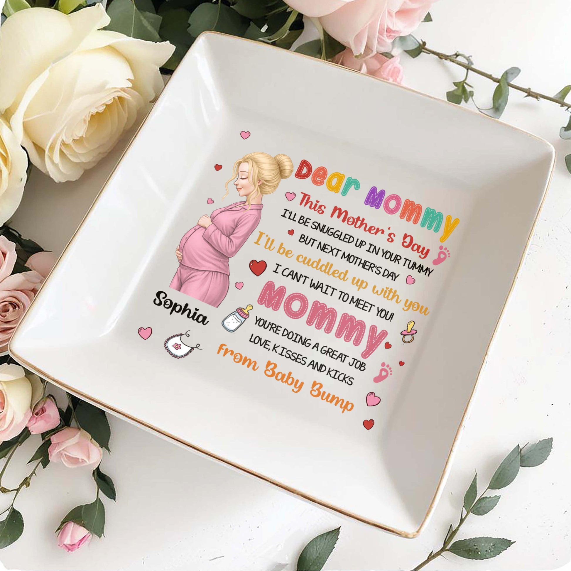 Dear Mommy From Baby Bump -Personalized Custom Jewelry Dish
