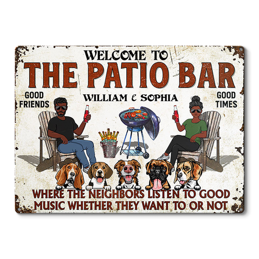 Patio Grilling Listen To The Good Music - Backyard Sign - Personalized Metal Signs