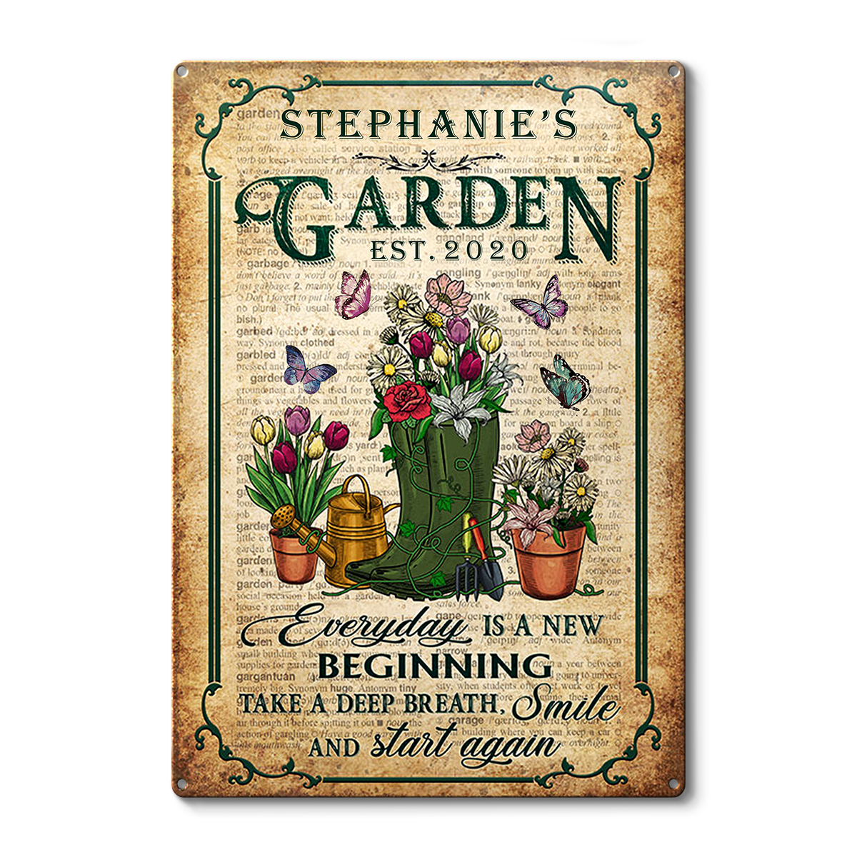Garden Dictionary Take A Deep Breath - Personalized Custom Classic Garden Metal Signs