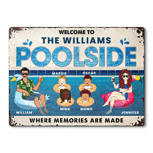 Personalized Family Poolside Metal Sign: "Where Memories Are Made" Summer Gift