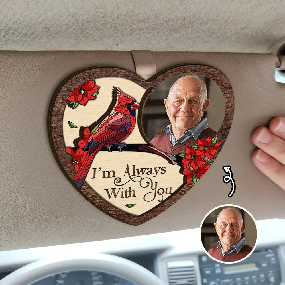 Custom Photo Memorial Car Visor Clip for Grandma with personalized design details for meaningful gifting