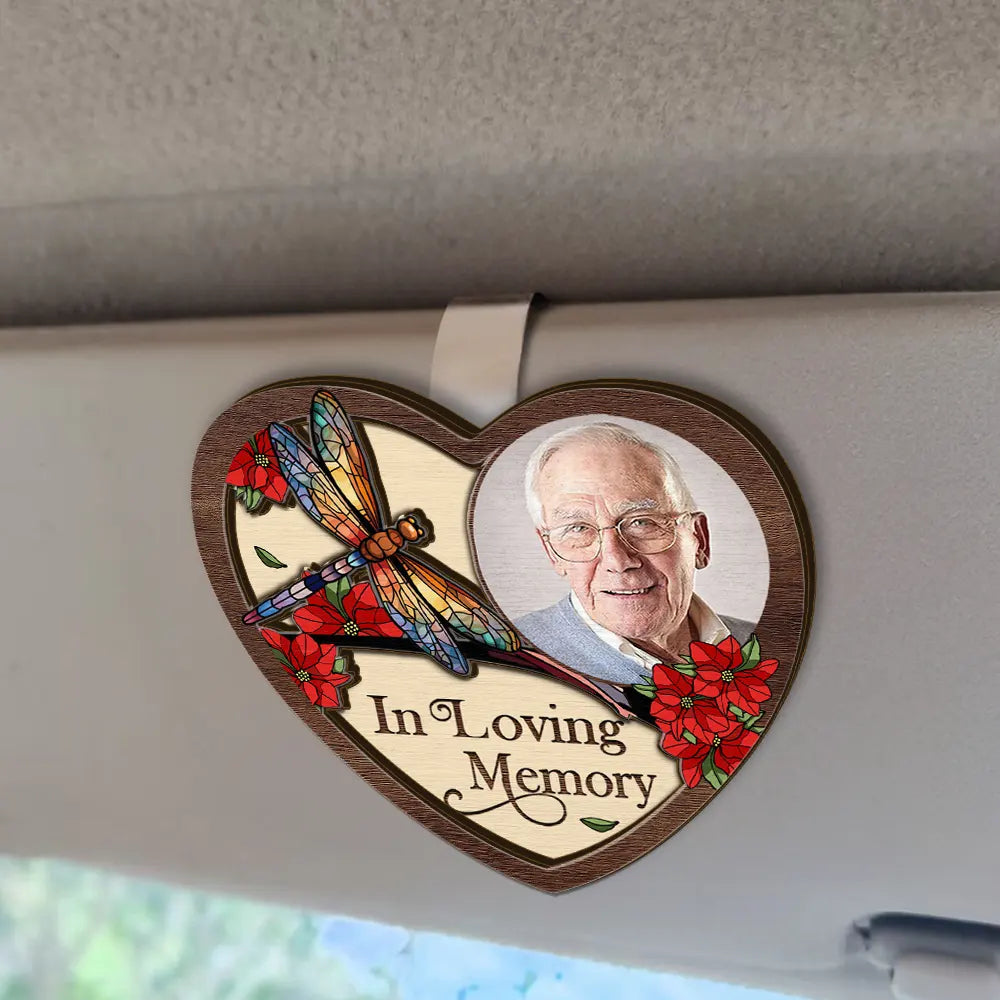 Custom Photo Memorial Car Visor Clip personalization view for Grandma