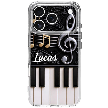 Personalized music phone case with custom name, piano keys, and treble clef design for music lovers image 8
