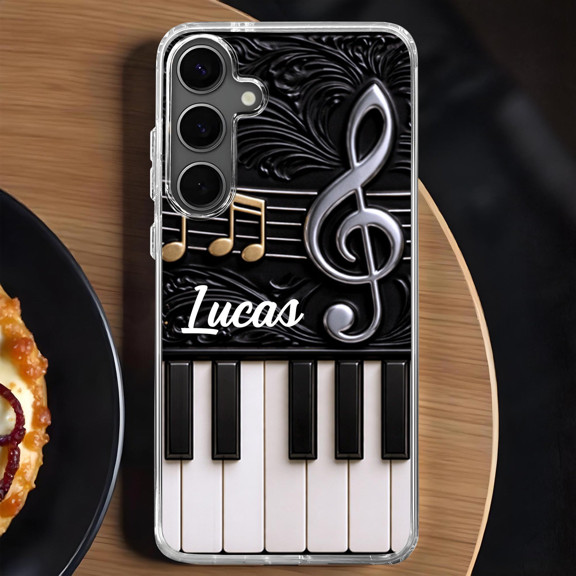 Personalized music phone case with custom name, piano keys, and treble clef design for music lovers image 7