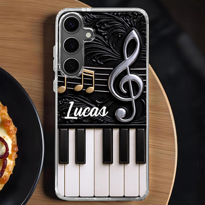 Personalized music phone case with custom name, piano keys, and treble clef design for music lovers image 7