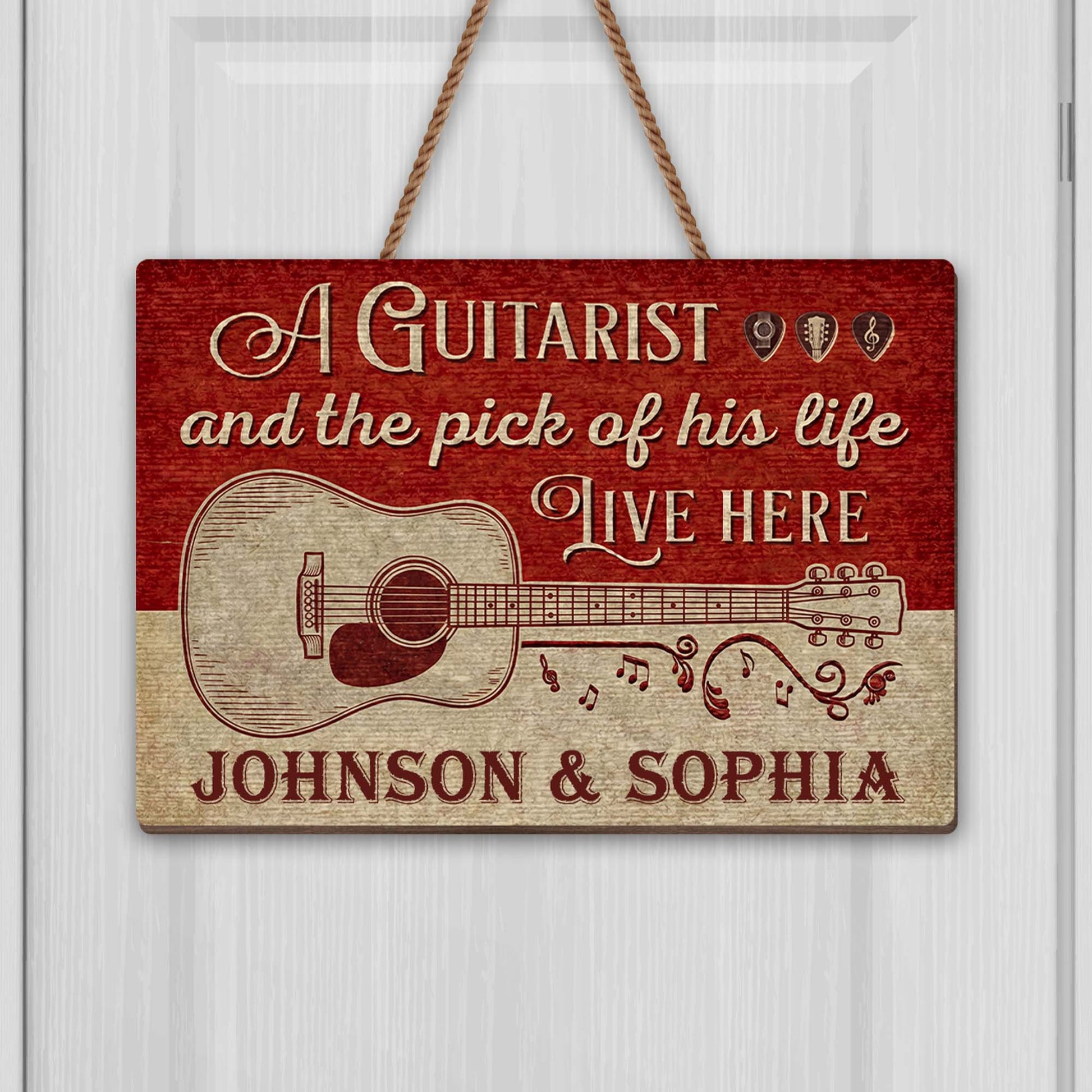 A Guitarist And The Pick Of His Life Acoustic Guitar - Personalized Custom Shaped Wood Sign