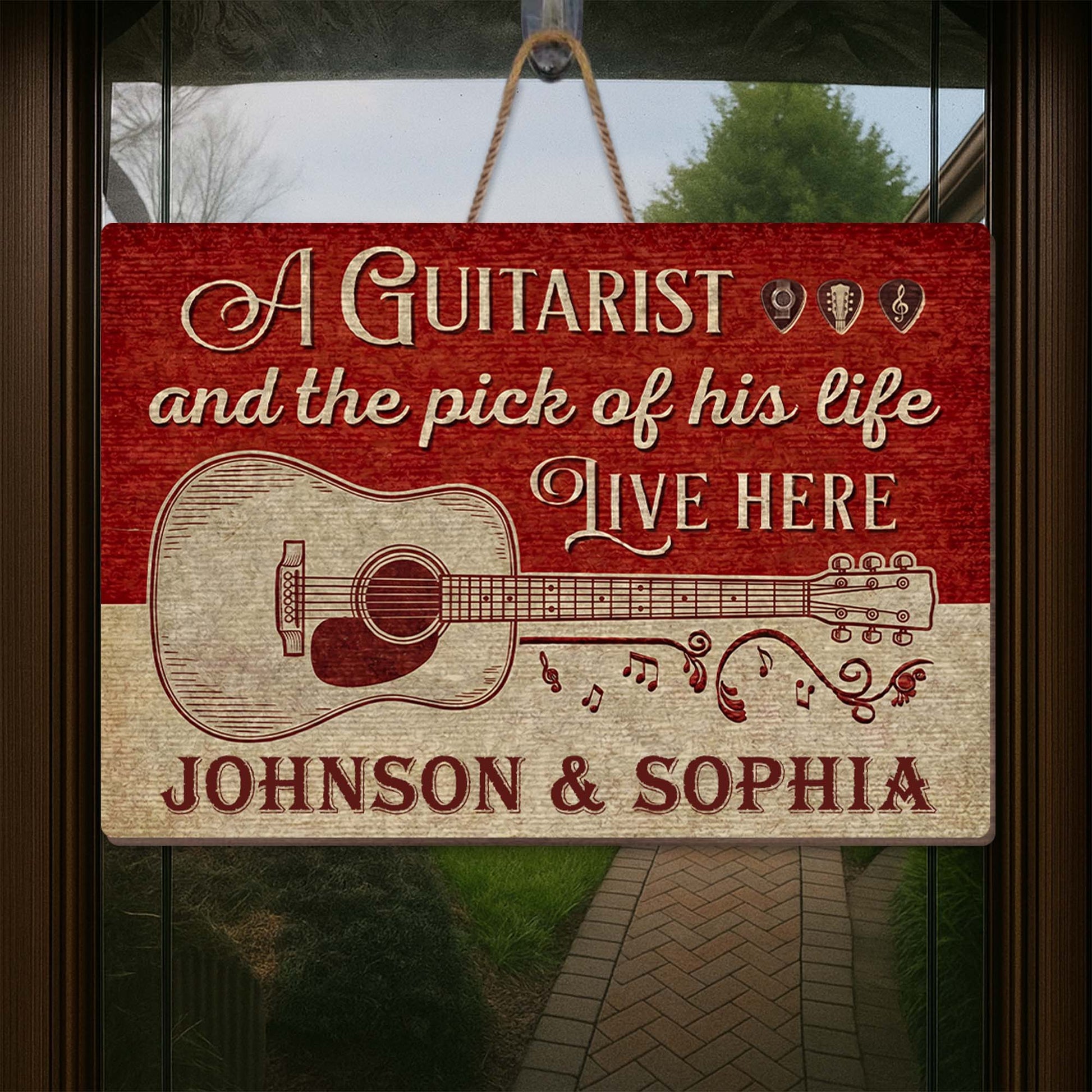 A Guitarist And The Pick Of His Life Acoustic Guitar - Personalized Custom Shaped Wood Sign