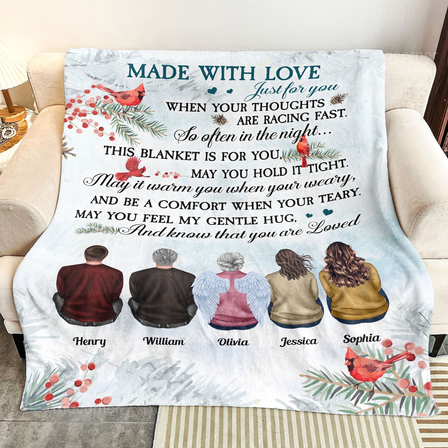 Made With Love Just For You - Personalized Custom Keepsake Blanket