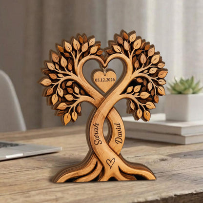 Custom Name Tree Wooden Block personalization view for Couples