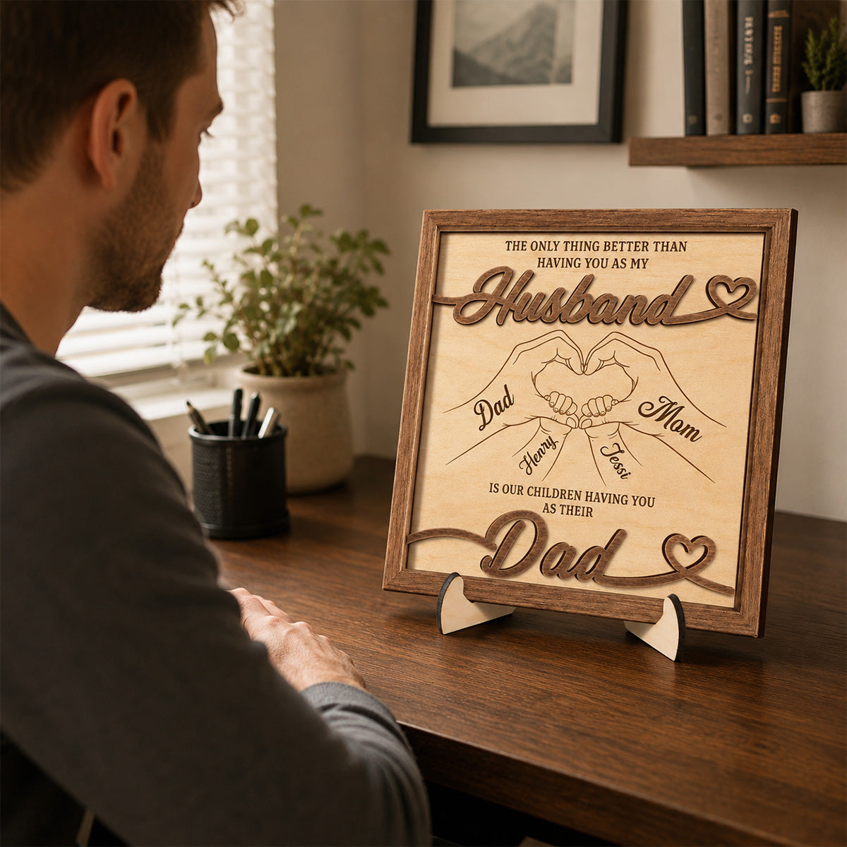Personalized Husband And Dad Wooden Plaque for Husband with personalized design details for meaningful gifting image 7