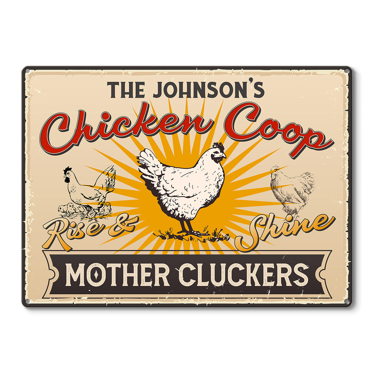 Personalized Rise And Shine Farm Chicken Coop - Custom Metal Sign