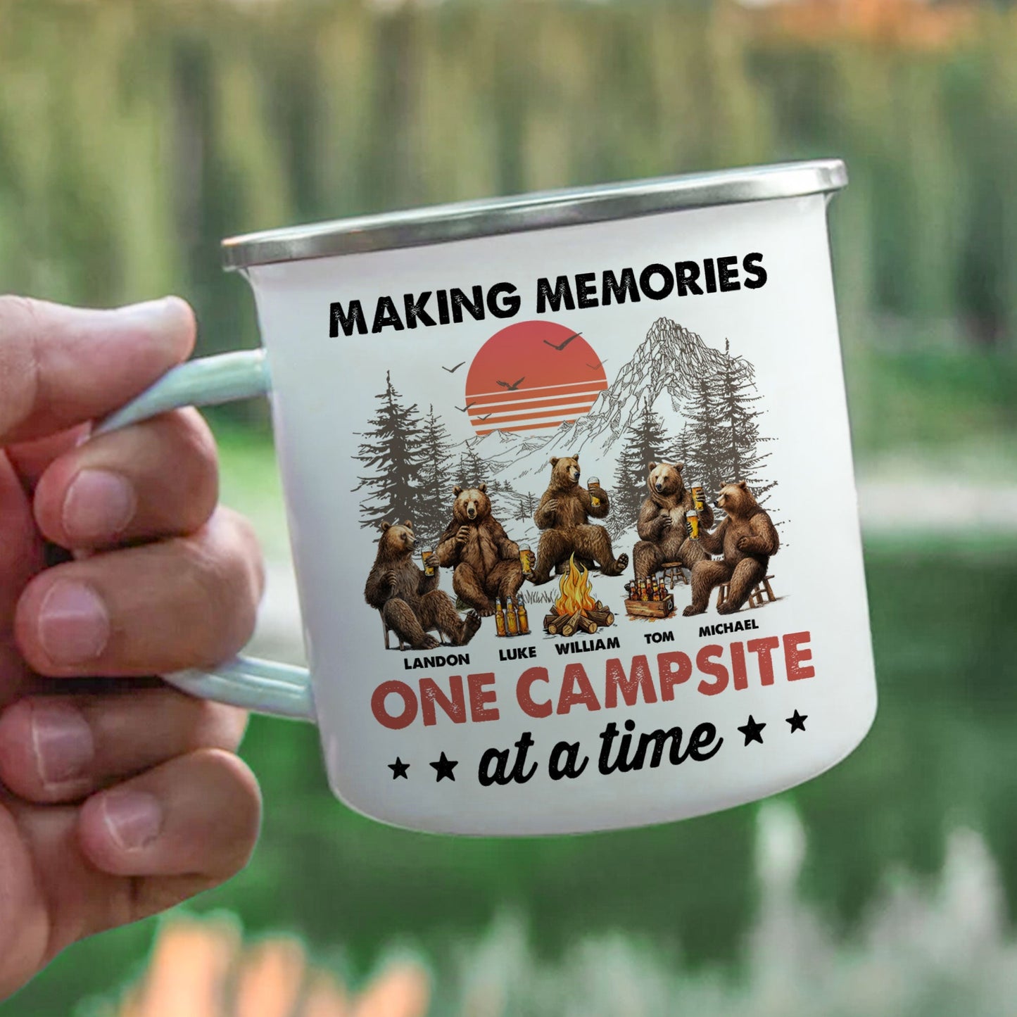 Making Memories One Campsite At A Time Camping - Personalized Enamel Mug