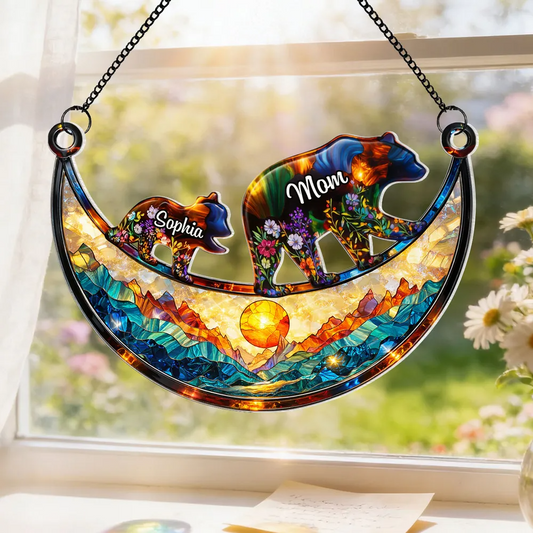 Personalized Mother-Daughter Bear Suncatcher: Capture Sunlight, Cherish Memories
