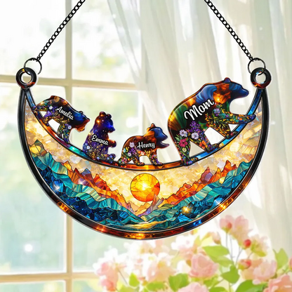 Personalized Mother-Daughter Bear Suncatcher: Capture Sunlight, Cherish Memories