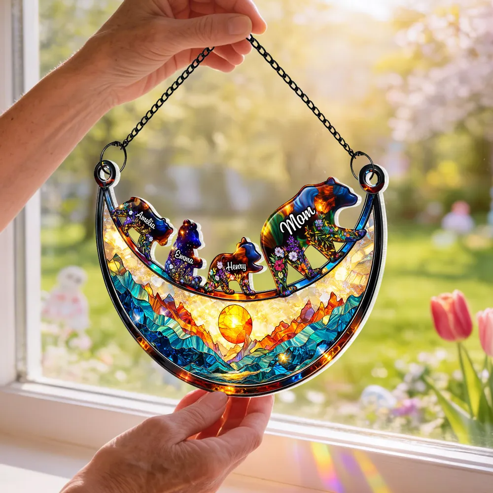 Personalized Mother-Daughter Bear Suncatcher: Capture Sunlight, Cherish Memories