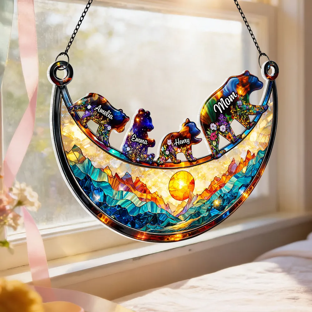 Personalized Mother-Daughter Bear Suncatcher: Capture Sunlight, Cherish Memories