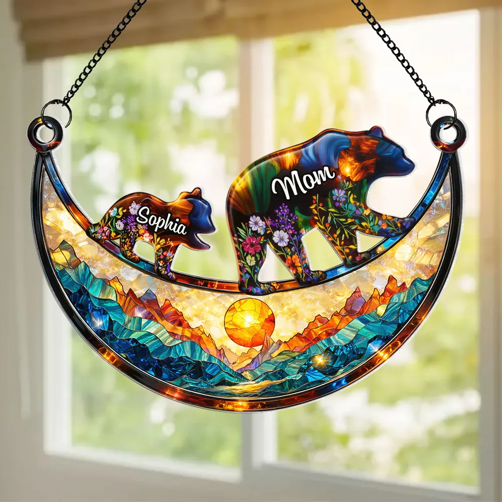Personalized Mother-Daughter Bear Suncatcher: Capture Sunlight, Cherish Memories