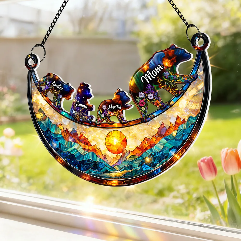 Personalized Mother-Daughter Bear Suncatcher: Capture Sunlight, Cherish Memories