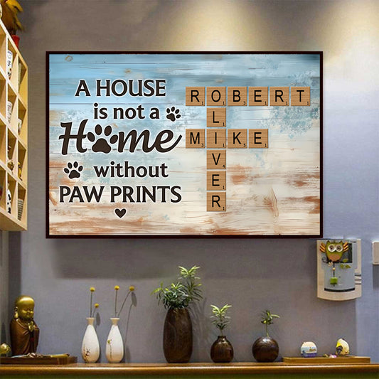 Paw Print Puzzle: Personalized Horizontal Poster / Canvas - Pet Crossword Art for Animal Lovers