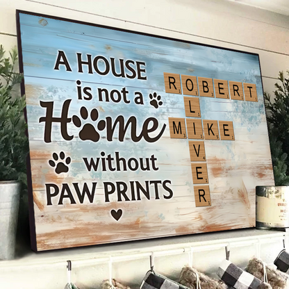 Paw Print Puzzle: Personalized Horizontal Poster / Canvas - Pet Crossword Art for Animal Lovers