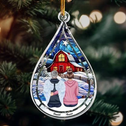 Loss of Loved One Memorial Teardrop Personalized Acrylic Ornament - Christmas Keepsake for Family
