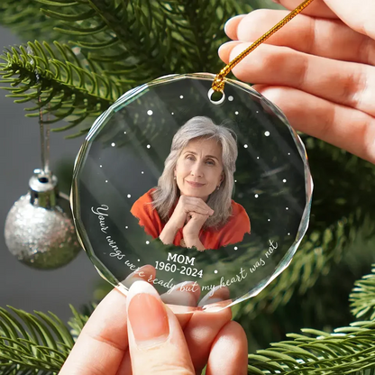 Your Wings Were Ready Personalized Memorial Glass Ornament - Custom Sympathy Gift for Mom & Dad