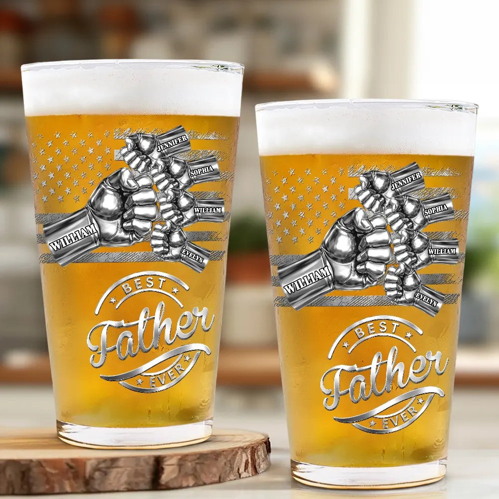 Personalized Dad Fist Bump Beer Glass personalization view for Dad