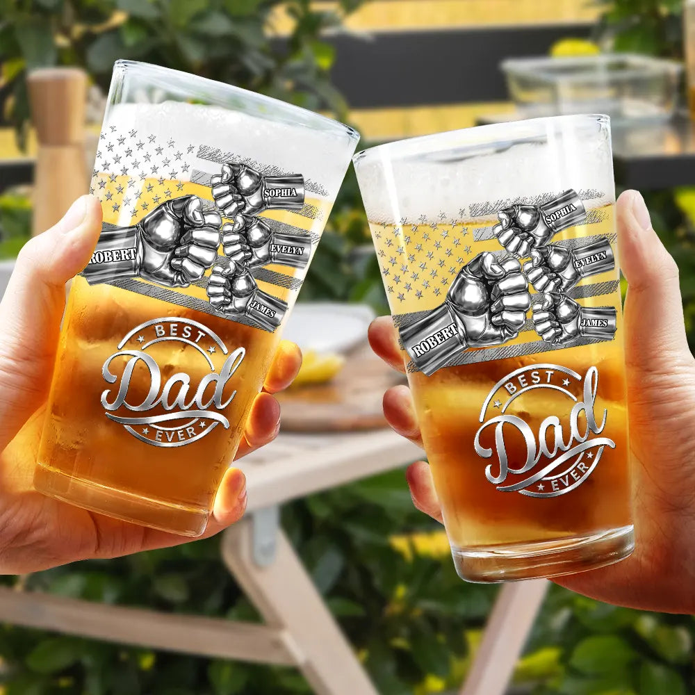Tumbler material and size view - Personalized Dad Fist Bump Beer Glass