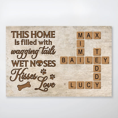 Custom Pet Lover Canvas: Paw Prints Home Sign with Personalized Names