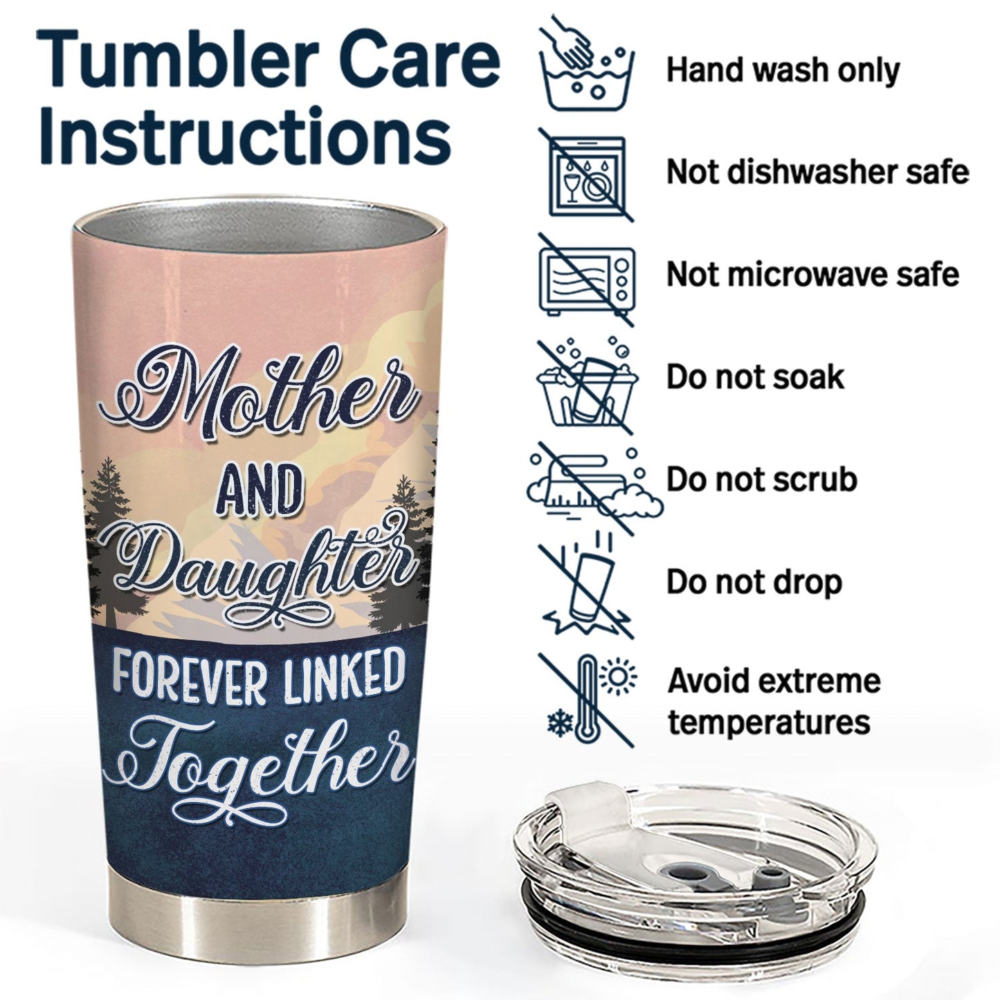 Personalized Mother Daughter Tumbler - "Forever Linked Together" Gift