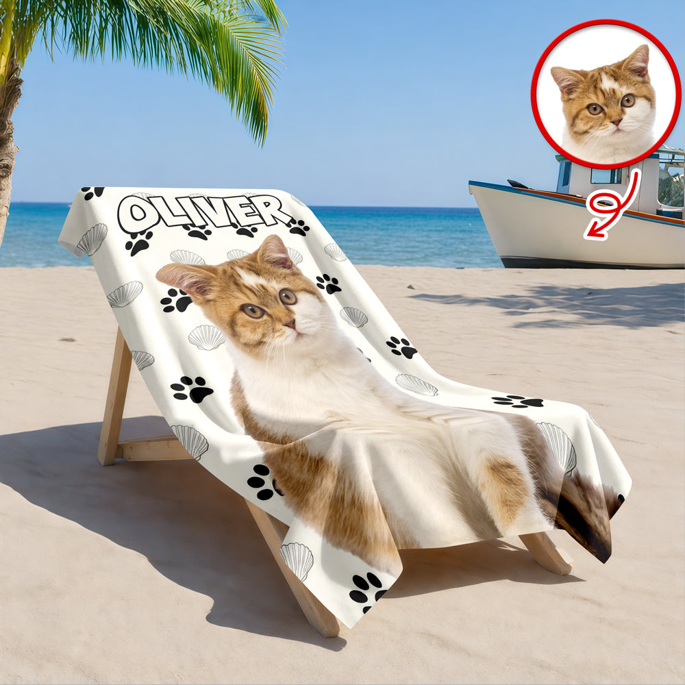 Personalized Dog Photo Beach Towel personalization view for Mom