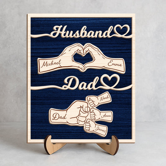 Custom Fist Bump Dad Wooden Plaque for Dad with personalized design details for meaningful gifting