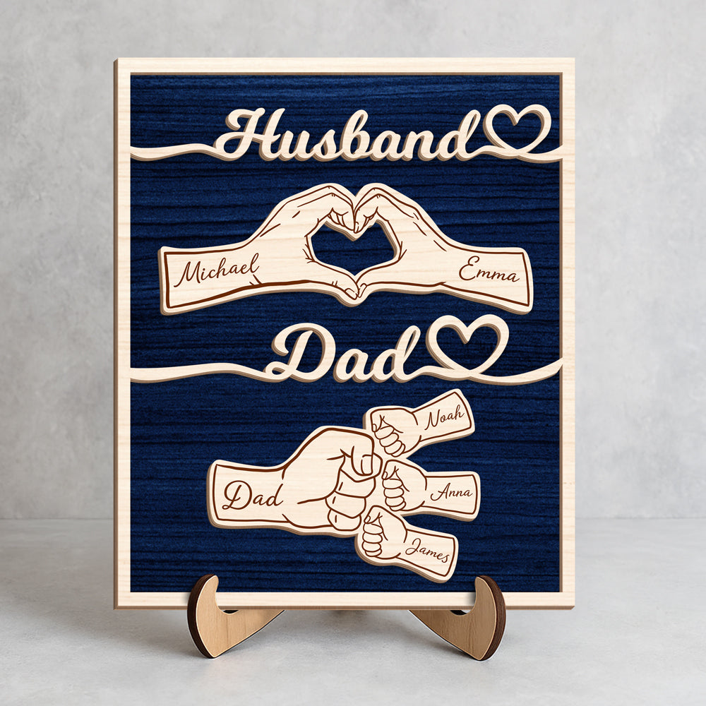 Custom Fist Bump Dad Wooden Plaque for Dad with personalized design details for meaningful gifting