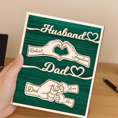 Custom Fist Bump Dad Wooden Plaque personalization view for Dad