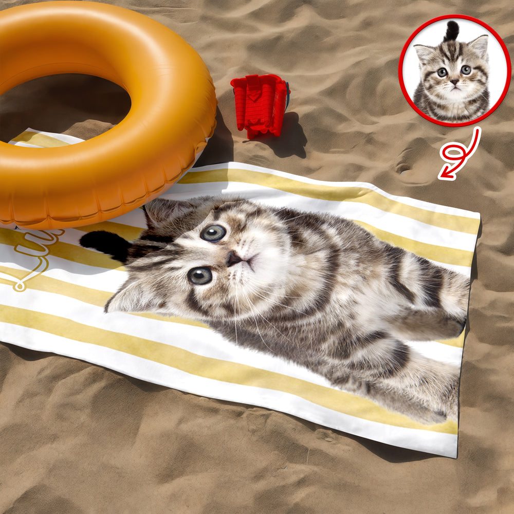 Towel material and size view - Personalized Dog Photo Beach Towel