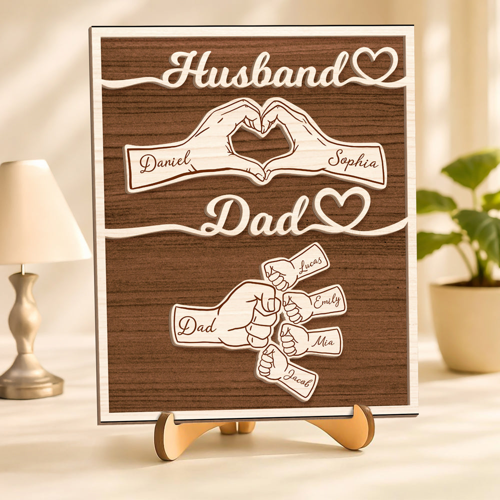 Plaque material and size view - Custom Fist Bump Dad Wooden Plaque