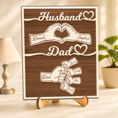 Plaque material and size view - Custom Fist Bump Dad Wooden Plaque