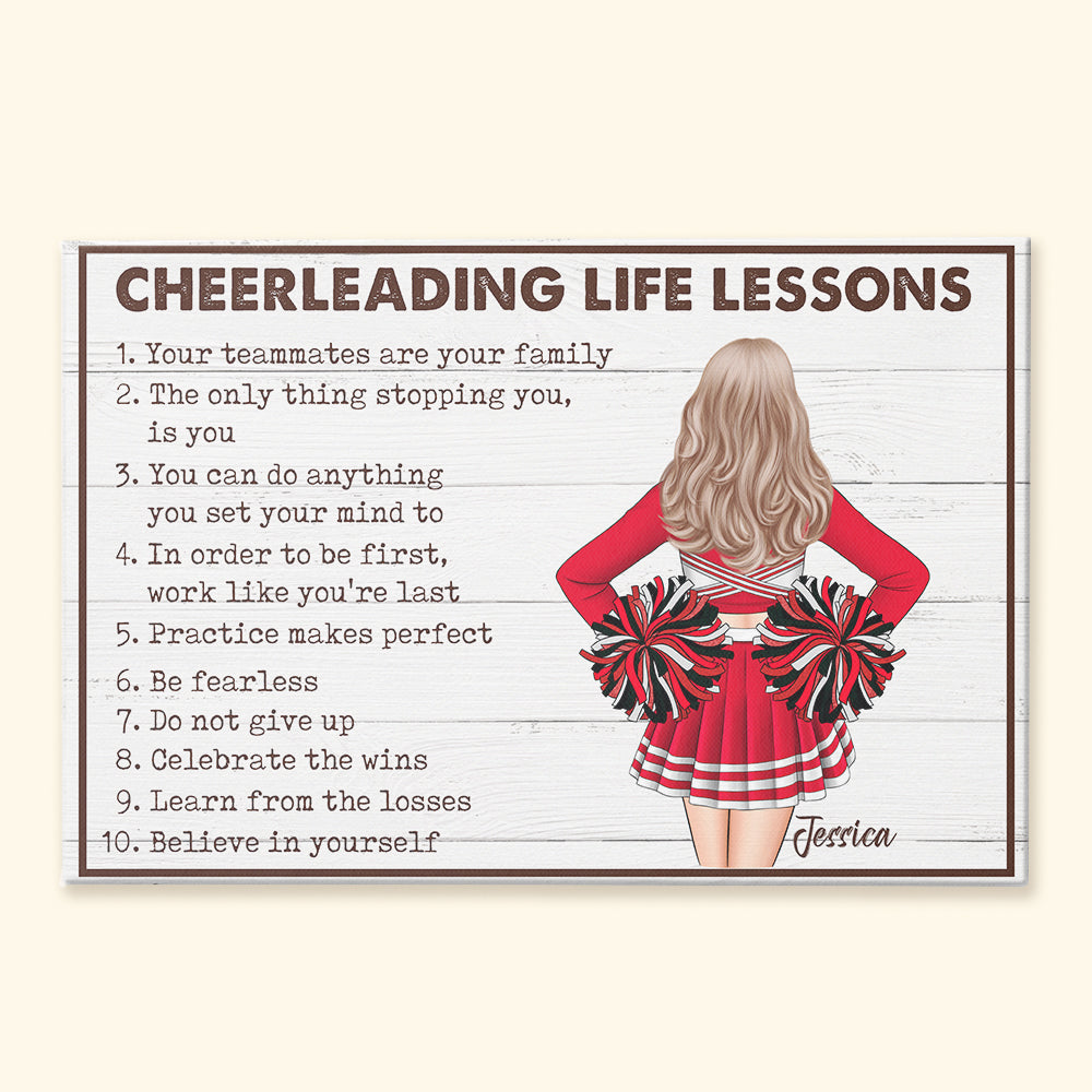 "Cheerleading Life Lessons" Personalized Canvas / Poster - Custom Gift for Cheerleaders & Coaches