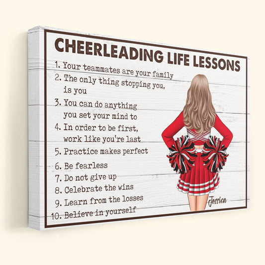 "Cheerleading Life Lessons" Personalized Canvas / Poster - Custom Gift for Cheerleaders & Coaches