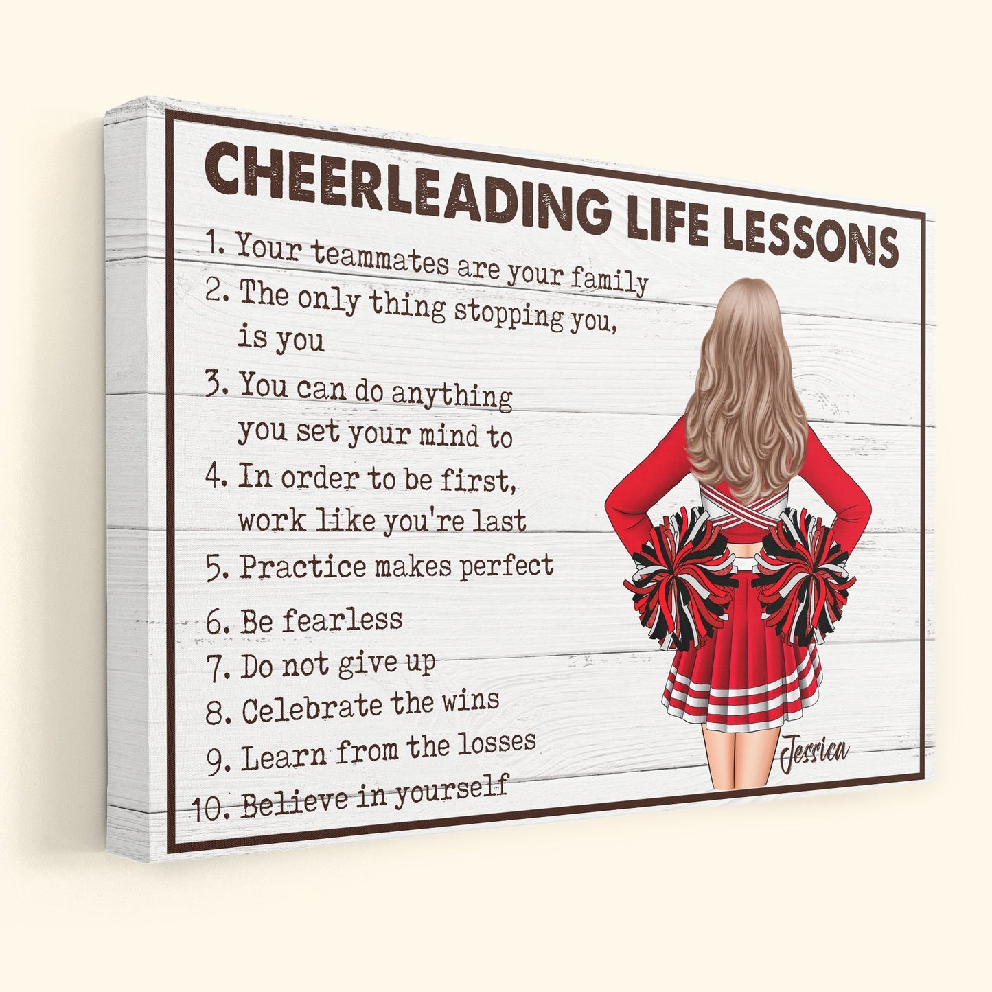 "Cheerleading Life Lessons" Personalized Canvas / Poster - Custom Gift for Cheerleaders & Coaches