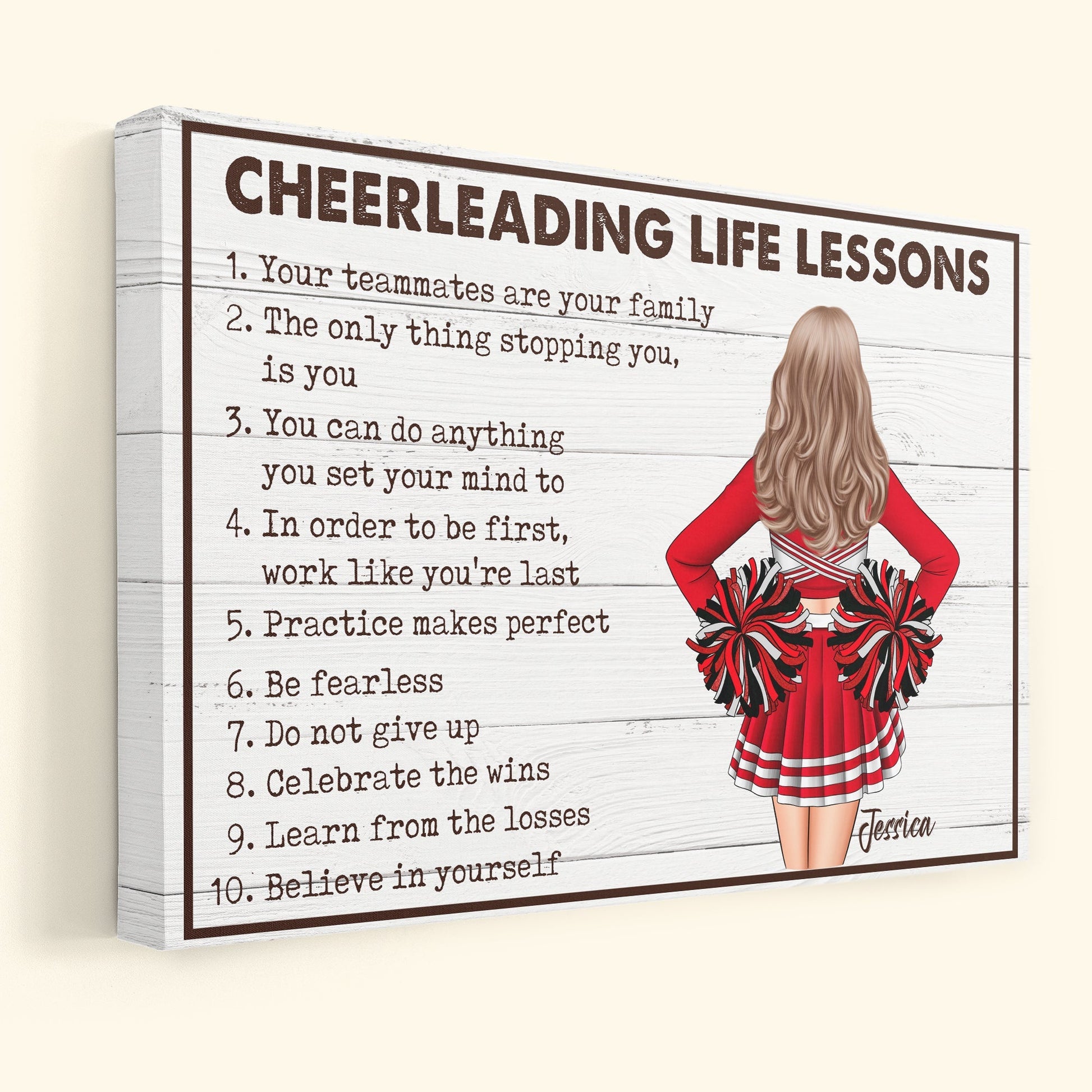 "Cheerleading Life Lessons" Personalized Canvas / Poster - Custom Gift for Cheerleaders & Coaches