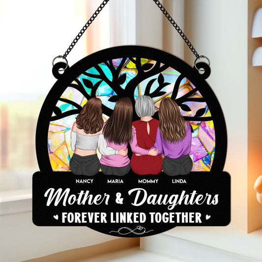 Custom Mother & Daughters Suncatcher: 'Forever Linked Together' Keepsake Gift