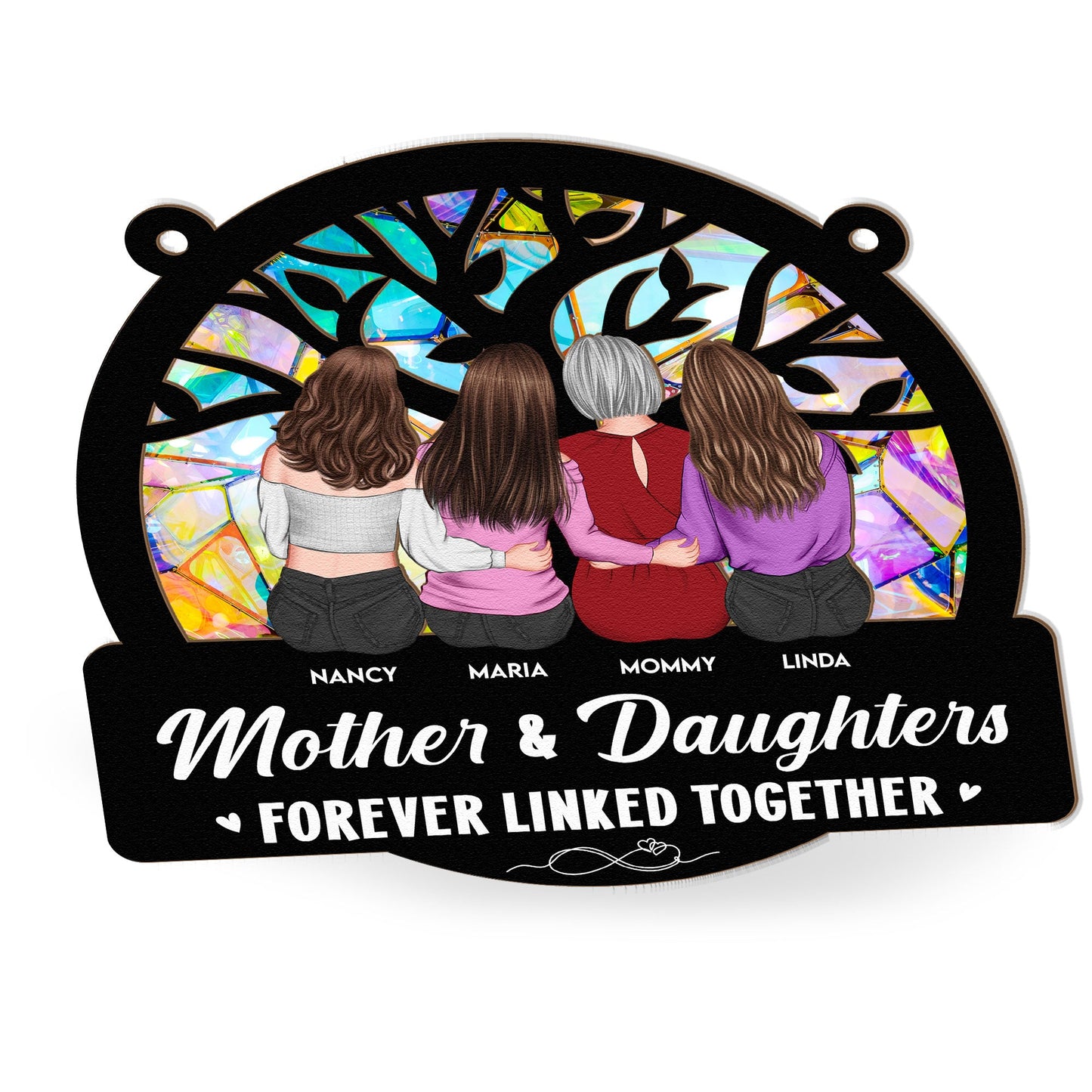 Custom Mother & Daughters Suncatcher: 'Forever Linked Together' Keepsake Gift