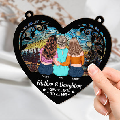 Heartfelt Personalized Suncatcher for Mom & Daughters: 'Forever Linked Together'